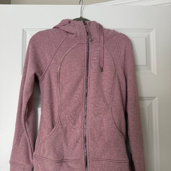 Lululemon Scuba Hoodie Jacket Light Cotton Fleece Heathered Velvet Dust Size 6 - Picture 3 of 5